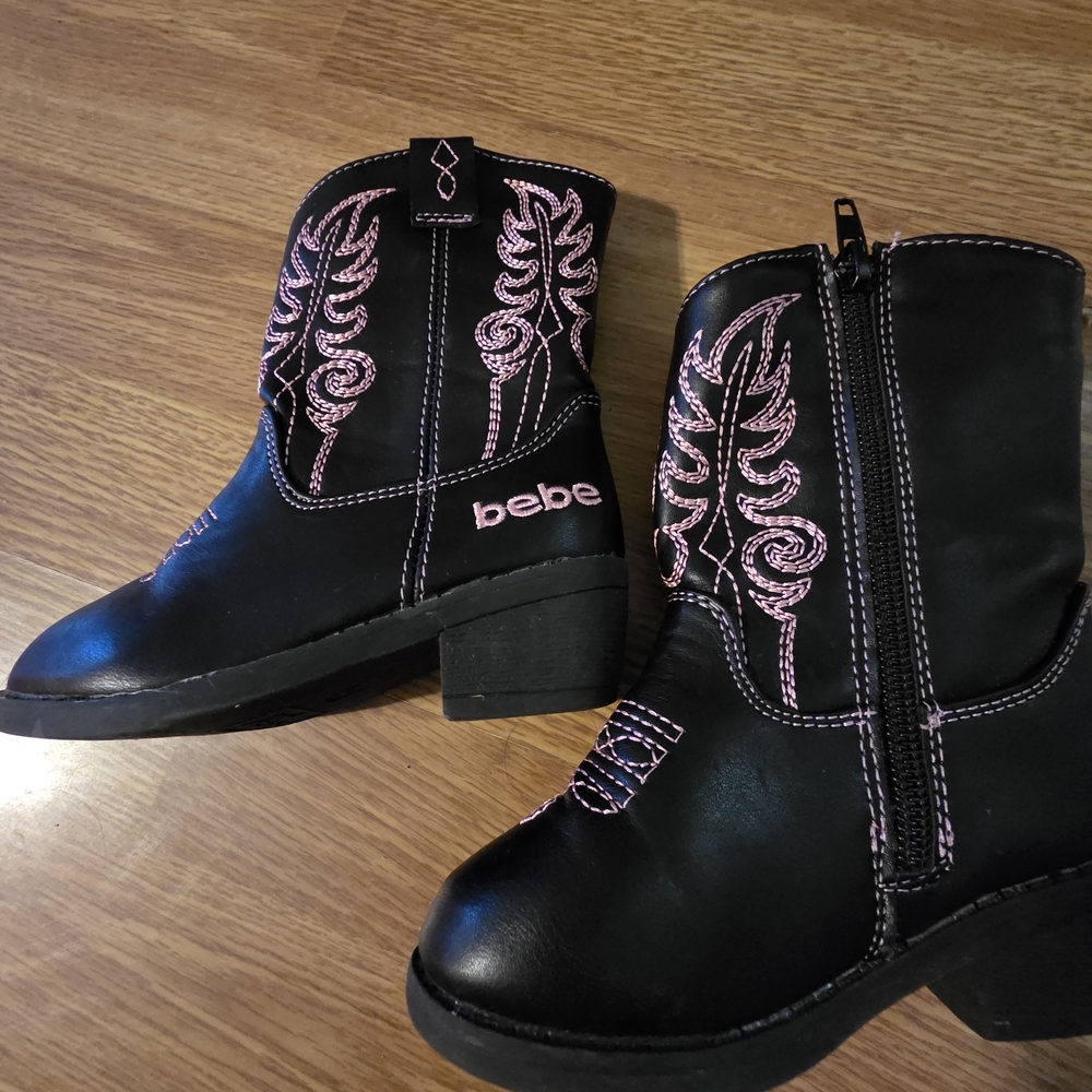 bebe Western Style Black and Pink Toddler Boots Size 6 - Picture 3 of 3